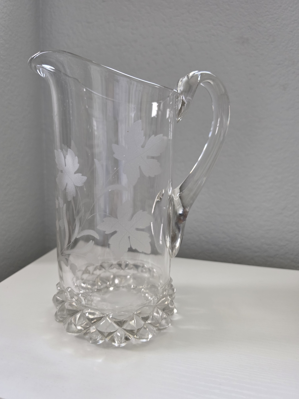 Antique EAPG Etched Glass Pitcher - Home Dining